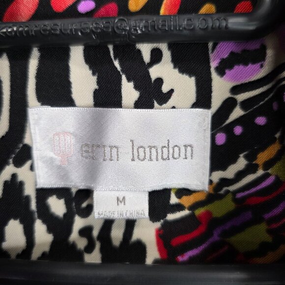 Womens Erin London Zip Up Jacket Multicolor Abstract Design Polyester Blend M - Picture 2 of 8